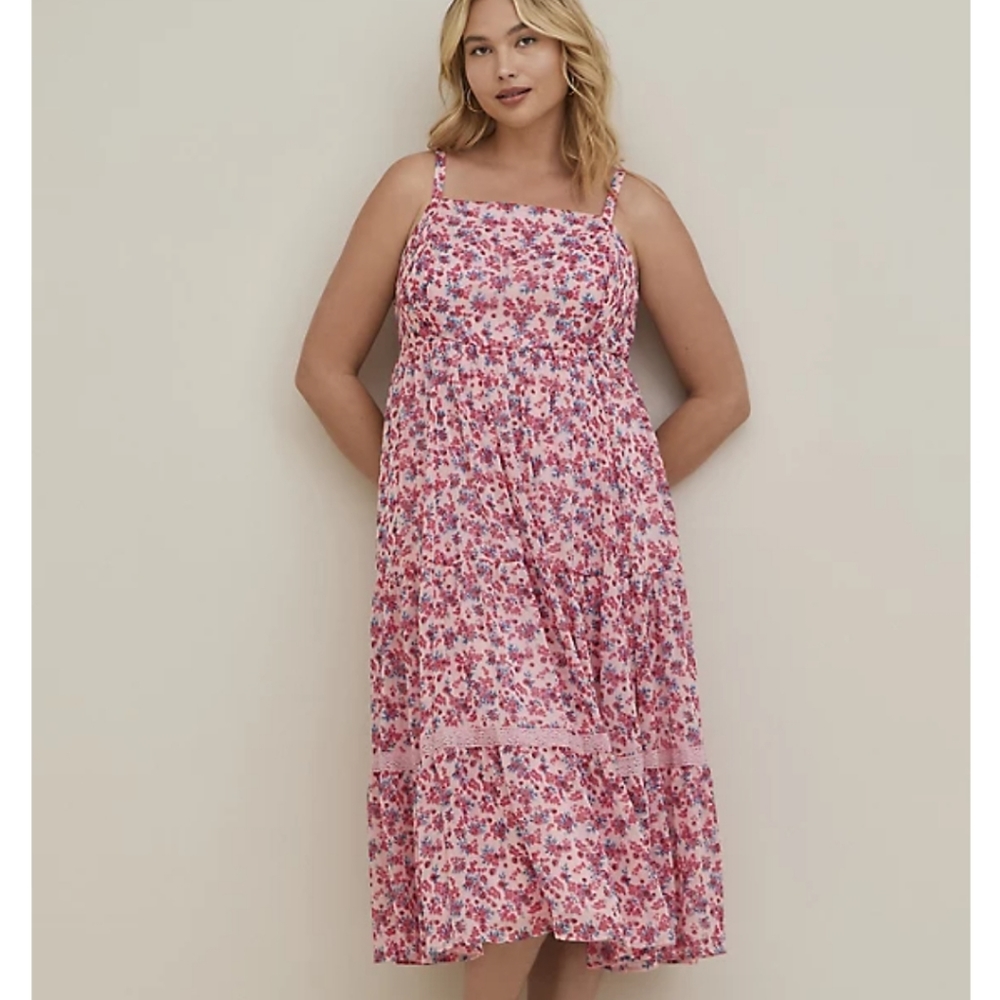 Torrid‎ Dress Maxi Chiffon and Lurex Tiered Size 4